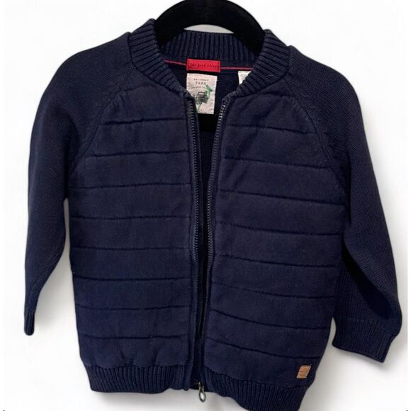 Zara Infant boys 18-24 mo. Navy Knit Zipper Jacket - Picture 2 of 4